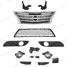 For Sentra 2013-2015 Bumper Upper Chrome Grille/Lower Mesh/Fog light Kit/Bracket