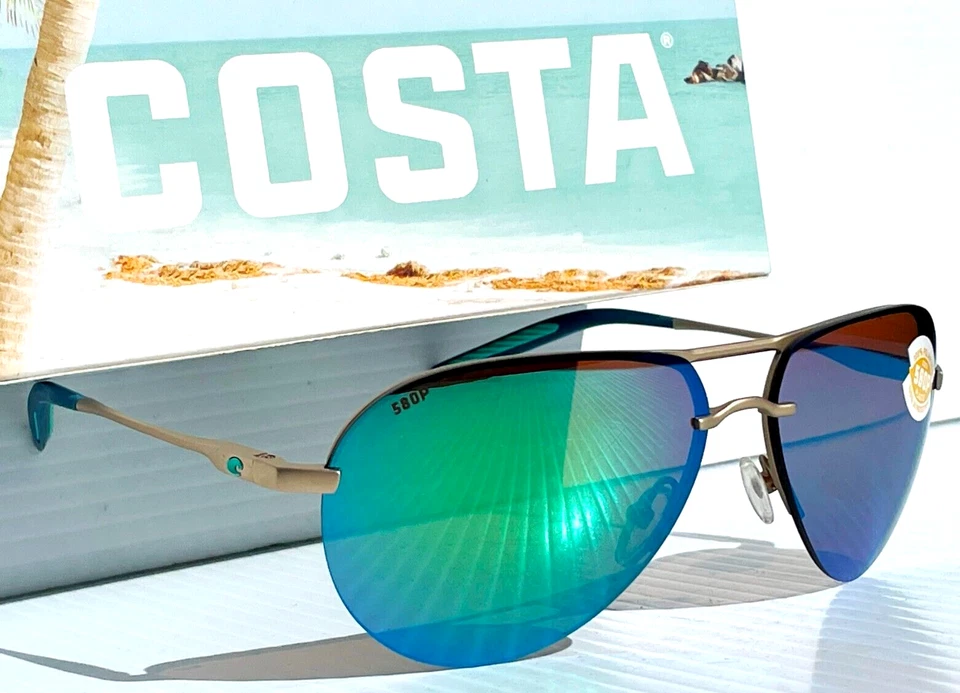 Nuevo COSTA HELO Champaign Aviator POLARIZADO Verde Espejo 580P Gafas de Sol HLO 243 Foto 2 de 4