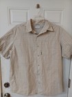 Columbia Omni Shade Shirt Mens XL Brown Plaid Button Sun Fish Vent Short Sleeve