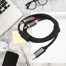 Type-C to Dual RCA, USB-C Audio, AUX Auxiliary, RCA Y Splitter for TV Speakers,
