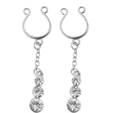 Bijoux de mamelon non perçants pendentifs triple cristal sexy corps intimes