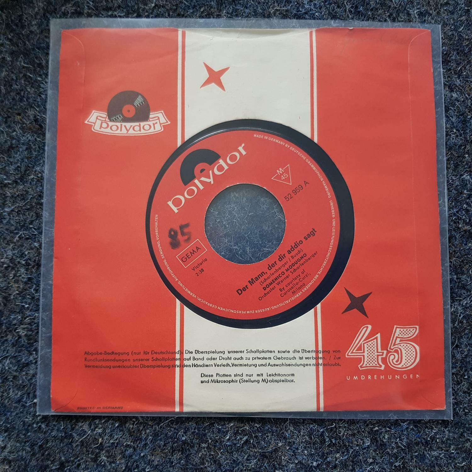 7"" Single Vinyl Domenico Modugno - Der Mann, der dir addio sagt SUNG IN GERMAN