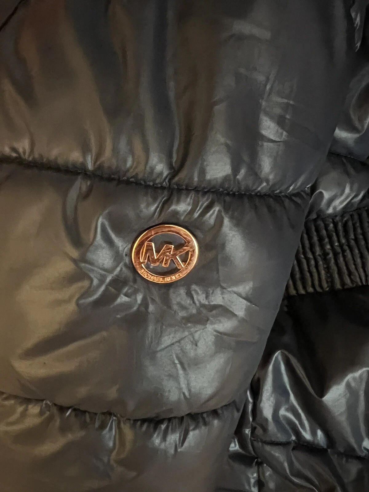 Cappotto invernale tampone ragazza Michael Kors taglia 14 blu navy rimovibile con pelliccia sintetica