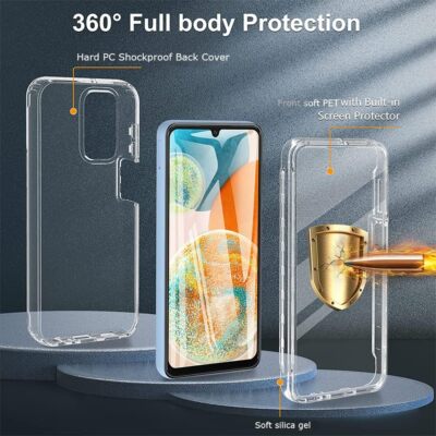 SEAHAI Clear Case For Xiaomi Redmi A5 4G, With Built-in Screen Protector 360° Full Body Rugged Armor Heavy Duty Shockproof Silicone TPU Bumper Trasparent Cover - Red - View #5