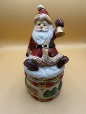 Porcelain Santa Hinged Trinket Box, Christmas...
