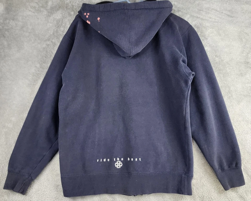 Independent Truck Co Sudadera con Capucha Para Hombre Pequeña Azul Cremallera Completa Monopatín Logo Gráfico Foto 2 de 4