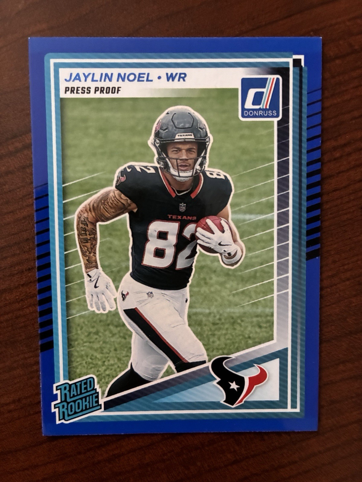 2025 Donruss Jaylin Noel Blue Press Proof Rated Rookie #324 Houston Texans RC
