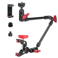 JEBUTU 22" Magic Arm w Clamp Mount, Overhead Desk Phone 22IN-RB, Red-Black
