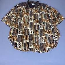 A Personal Touch Blouse Womens 3X Rayon Geometric Abstract Short Sleeve USA Made