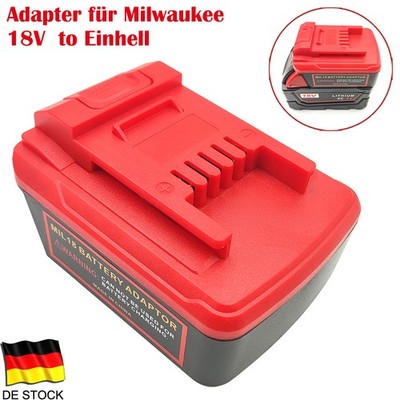 Akku Adapter für Milwaukee M18 auf für Einhell X-Change 18V Elektrowerkzeug-Rot