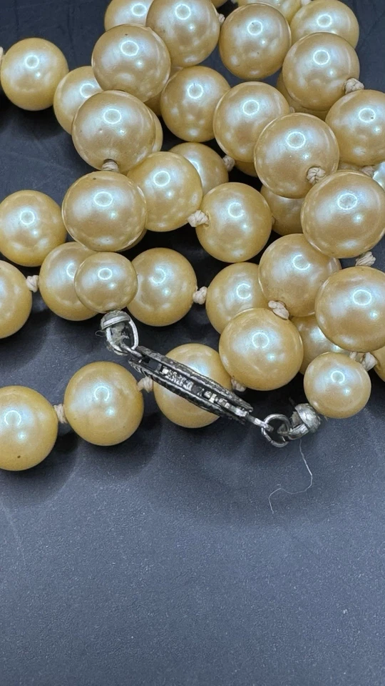 Sterling Silver Individually Knotted Ivory Pearl Necklace 22” - Image 4 of 4