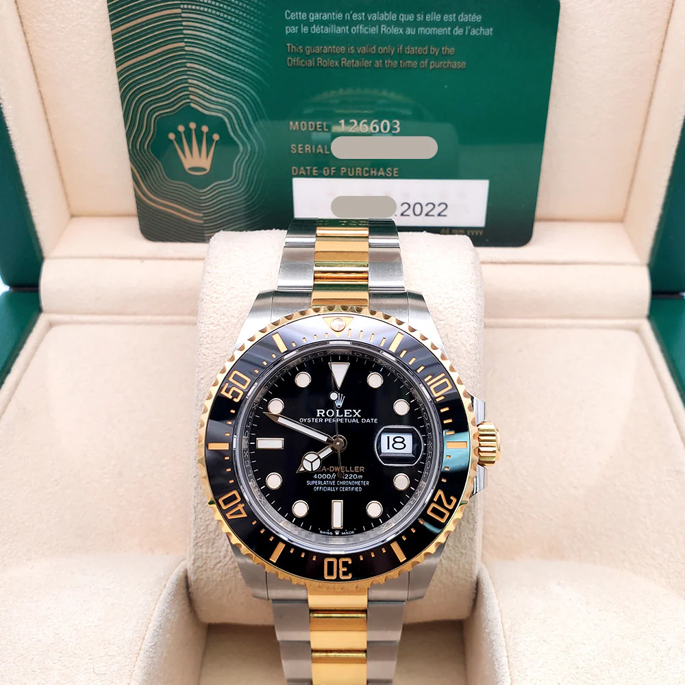 2022 Rolex Sea-Dweller 43mm 126603 Black Ceramic Yellow Gold/Steel