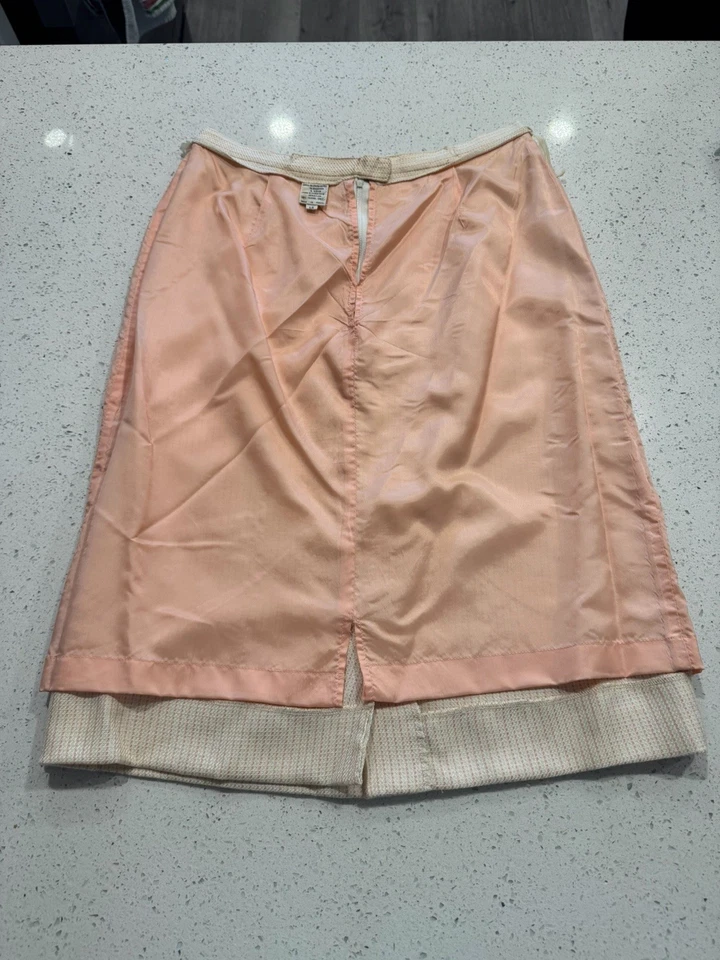 ВИНТАЖНЫЙ DIANE VON FURSTENBERG светло-розовый юбка костюм размер 12-14 шелковая смесь - Изображение 4 из 4