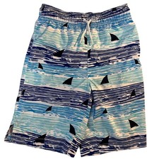 Place Sport Boys Shark Fin Swim Trunks XL 14 Blue Aqua Mesh Lined Board Shorts