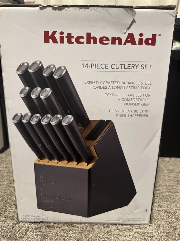 Juego de cuchillos de cocina KitchenAid 14 piezas juego de afilador incorporado con bloque y cuchillo nuevo en caja Foto 2 de 4