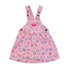 Vintage OshKosh B'gosh Pink Floral Denim Jumper Dress w/ Bow Toddler Girl Size 5