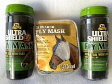 NEW Lot 3 HORSE Size FLY MASK w/EARS 2 Absorbine Ultra Shield EX Cashel Crusader