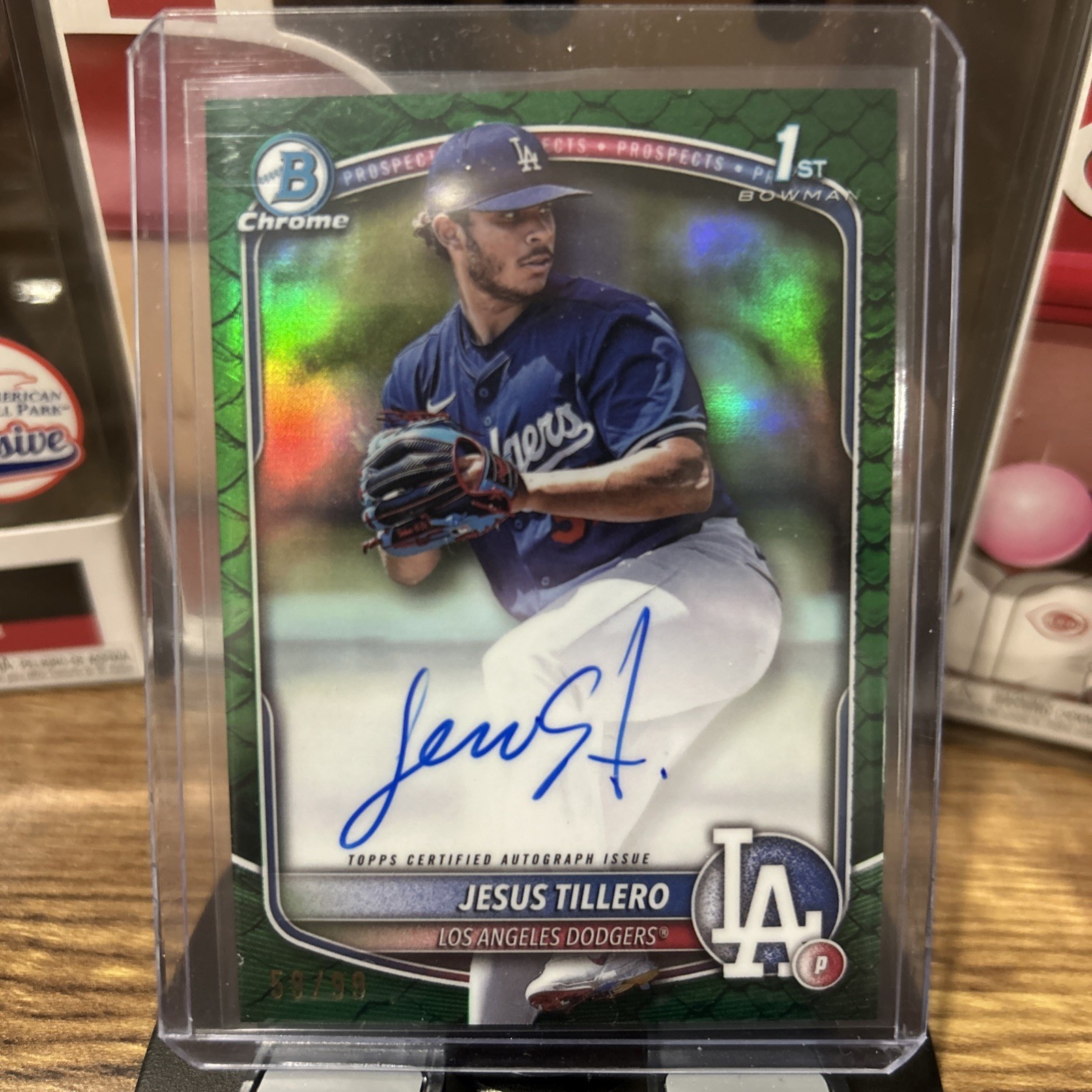 2025 Bowman Chrome Jesus Tillero 1st Bowman Green Reptilian Auto /99
