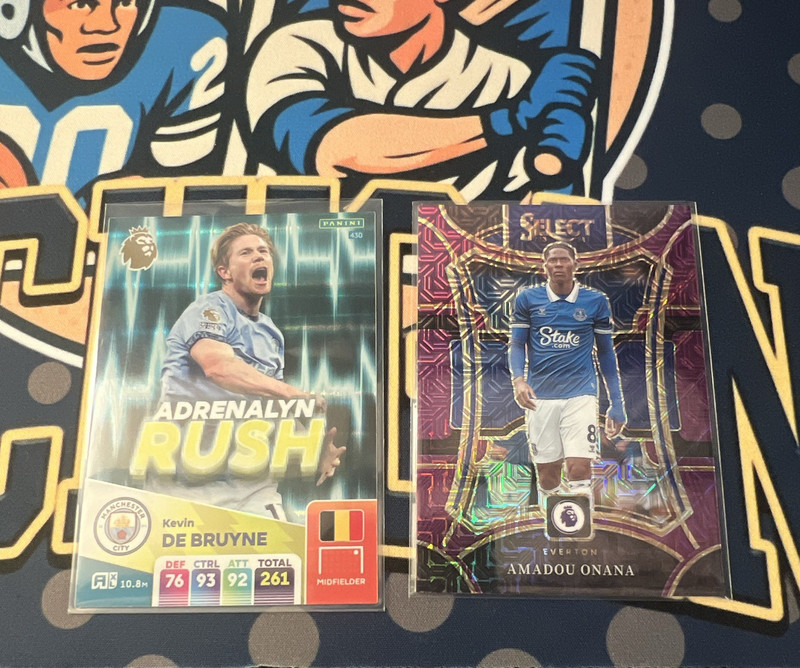 Panini 2023-24 Premier League 2 Card Lot De Bruyne Adrenalyn Rush/Onana Prizm