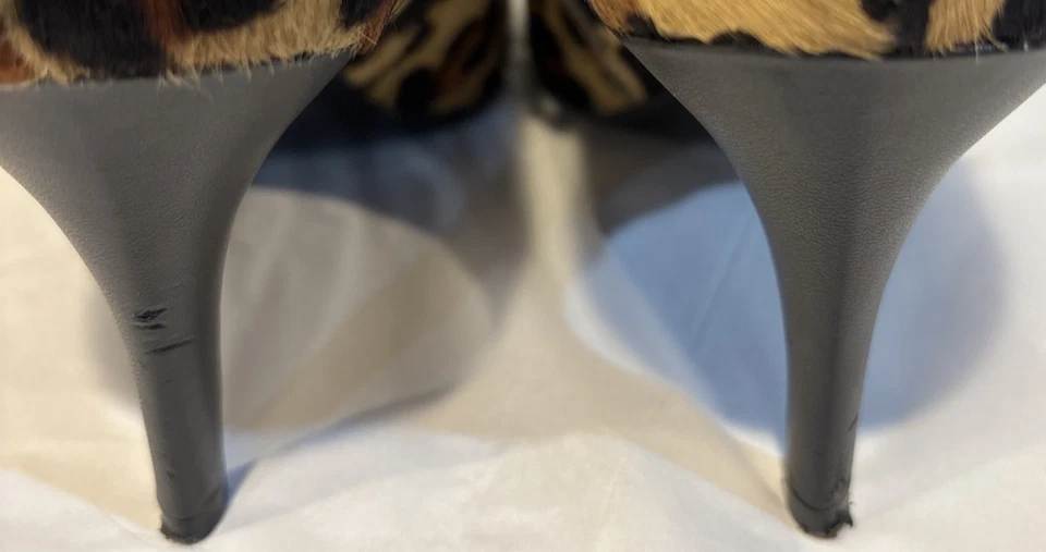 Calvin Klein Jenny Botines Tacones Piel de becerro Marrón Estampado de Leopardo Para Mujer 7.5 M Foto 4 de 4