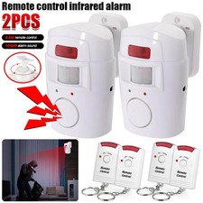 2pcs Wireless PIR Motion Sensor Alarm & Remote Controls Home Caravan Shed Garage