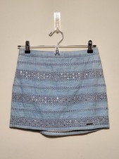Abercrombie Fitch Women's Blue Denim Look Mini Skirt Sequins Lined Size XS