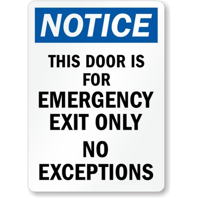 Emergency Exit Only Aluminum Weatherproof Sign b01398