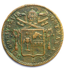 Italia Stato Pontificio Gregorio XVI Anno XII 1 baiocco 1843 R Roma