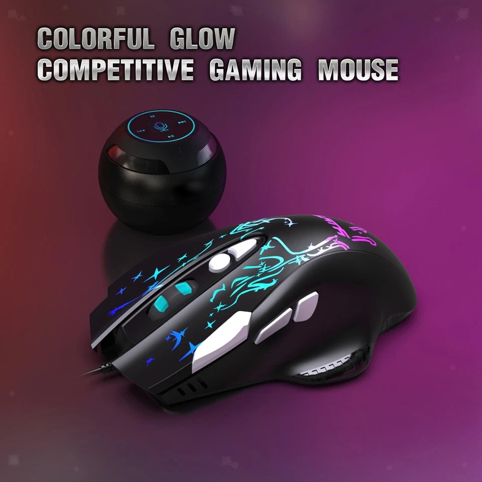 USB RGB LED Wired Gaming 6400 DPI Mice with Side Buttons Comfortable - Image 2 of 4