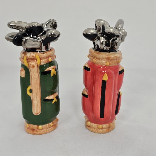 Vintage Clay Art golf club bag salt and pepper shaker set - Picture 2 of 9