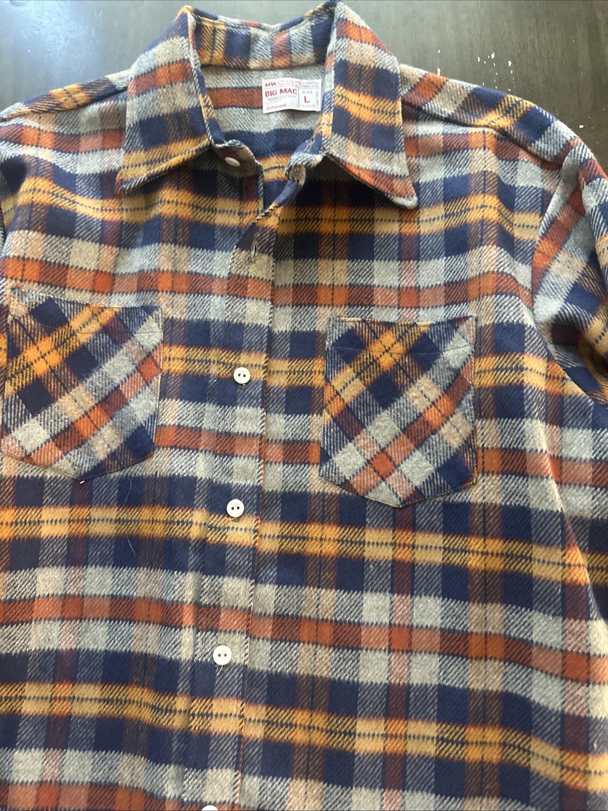 Vintage Big Mac JC Penney Heavyweight Flannel Shirt Mens Size Large Rare image 3
