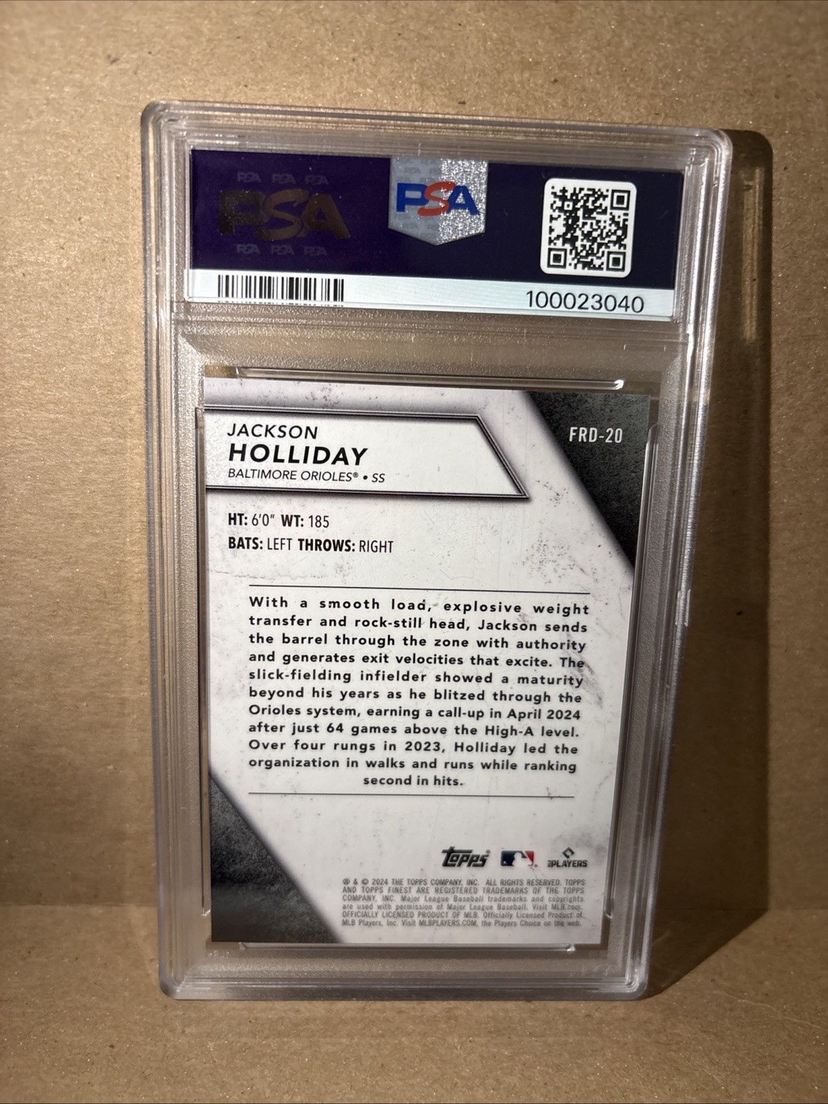 Topps Finest - Finest Rookies Jackson Holliday #FRD-20 Gold Refractor /50 (RC) view 2