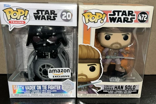 2 FUNKO POPS! STAR WARS DARTH VADER ON TIE FIGHTER #20 EXCLUSIVE & HAN SOLO