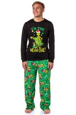 Dr. Seuss GRINCH Men's I'm The Mean One Adult Lounge Pajama Sleep Set