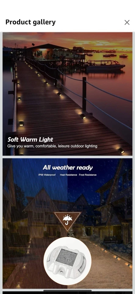 12件装防水太阳能甲板灯-LED铝制底座照明适用于车道 — 第 2/4 张图片