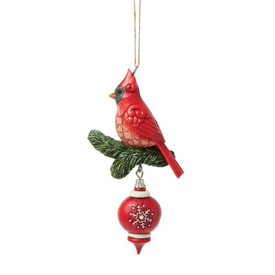 #ad Jim Shore NORDIC NOEL CARDINAL ON PINE SPRIG HANGING ORNAMENT 6017049 NEW $26.91