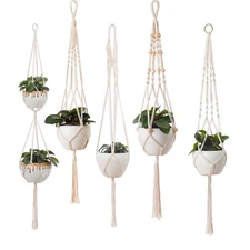 5 pack of white Macramé Plant Hangers