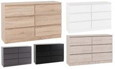 Modern 6 Drawer Wide Chest of Drawers with Metal Runners Bedroom Chest of Drawer