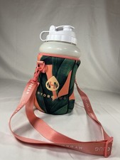 White Hydrojug Water Bottle With Tropical Floral Neoprene Sleeve With Strap