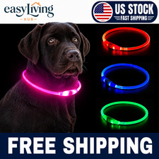 LED Dog Collar, Waterproof Light Up Dog Collar Rechargeable, Dog Safety Necklace