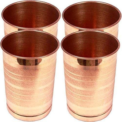 Pure Copper Glasses for Drinking Water | Tumbler Set of 4| Copper Cups Set for A