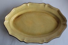 Ancien grand Plat provençal terre vernissée ocre (70452)