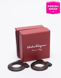 RRP€150 SALVATORE FERRAGAMO Resin Switch Buckle Tortoiseshell Made in Italy