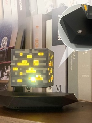 Floating Minecraft Style Magnetic Levitation LED Lamp Rotating Gamer Desk Decor