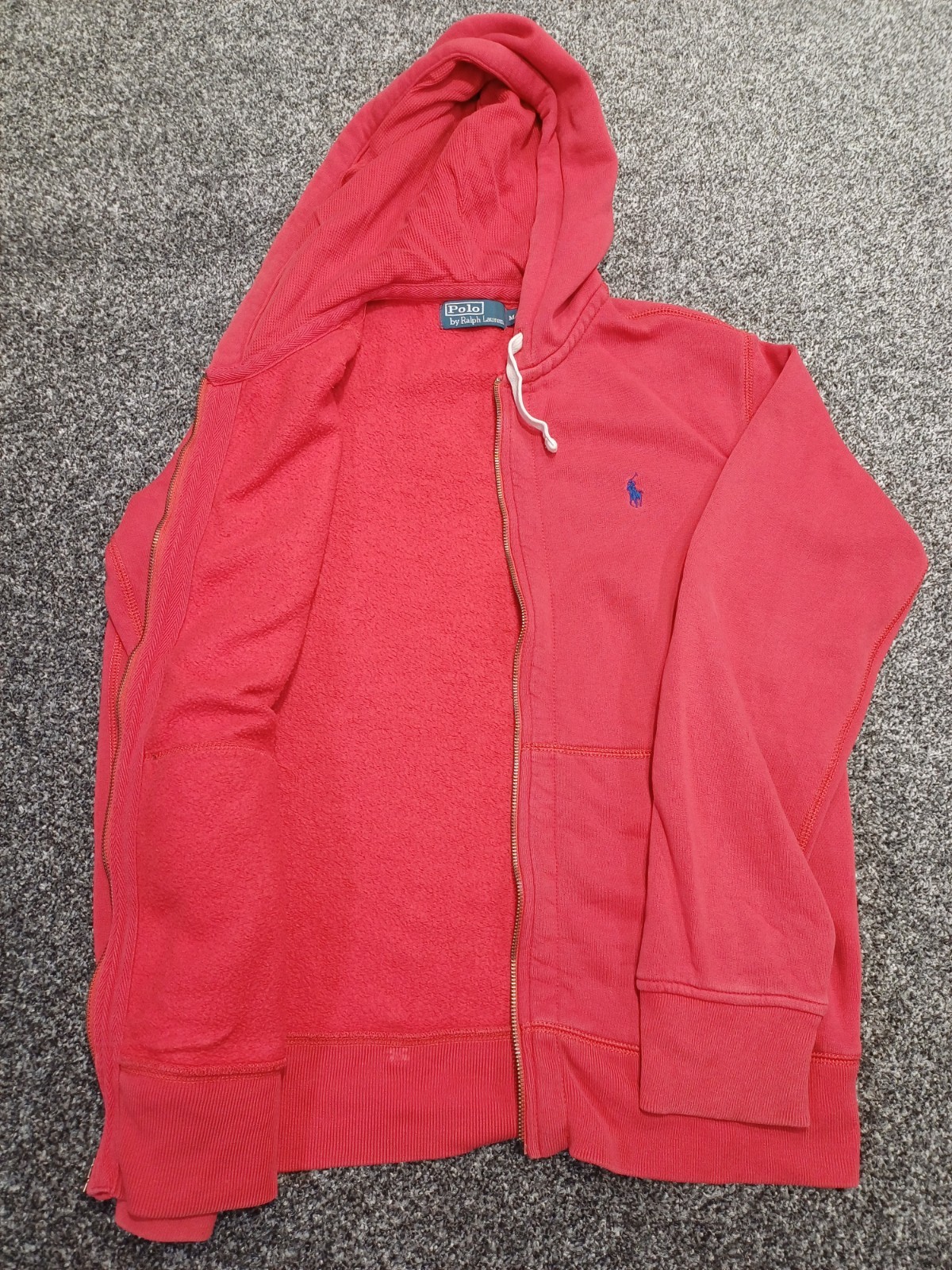 Polo Ralph Lauren felpa con cappuccio uomo media rossa misto cotone full zip pony