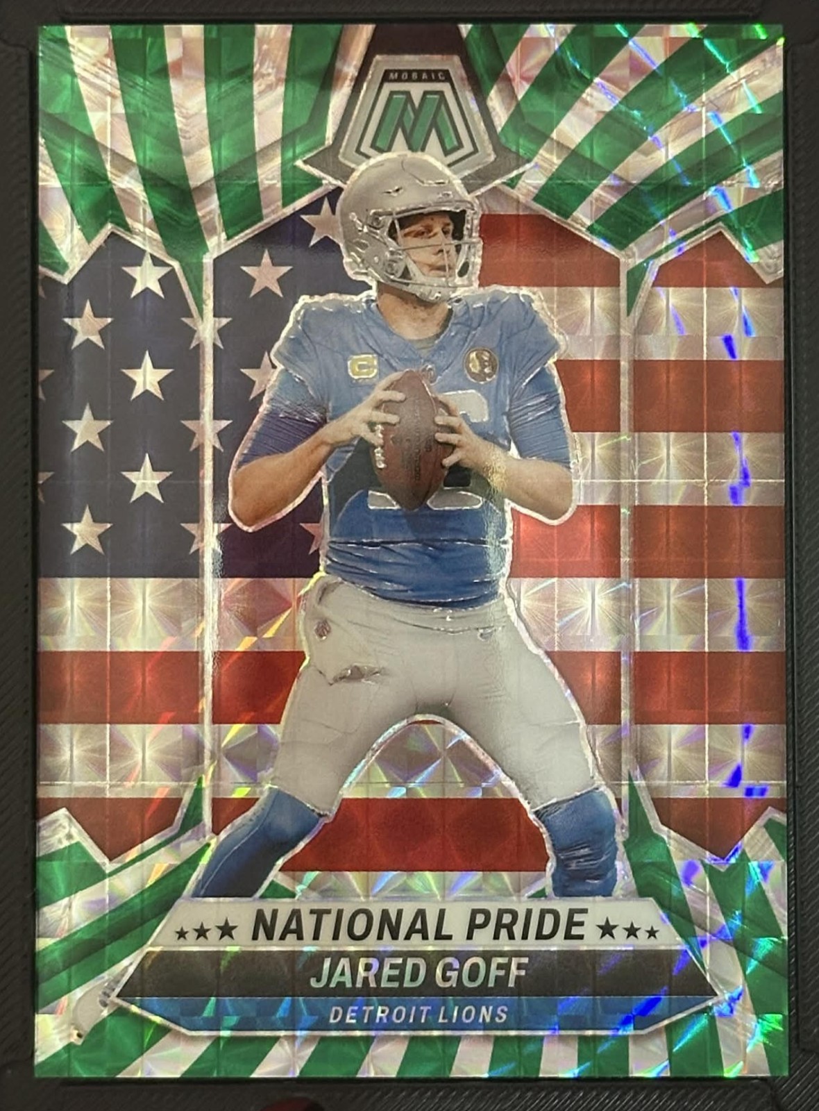 2024 Panini Mosaic National Pride JARED GOFF Green Swirl #/13 Card #252 Lions🏈