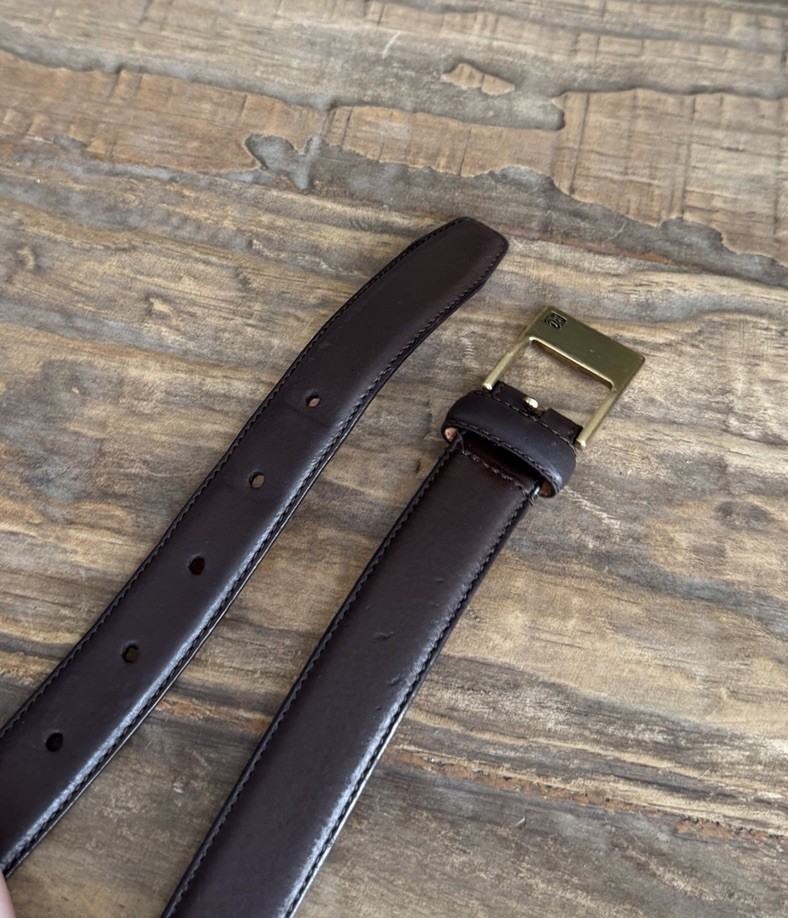 Vtg Lauren Ralph Lauren Brown Italian Leather Belt Brass Buckle L / 32" Womens thumbnail 6