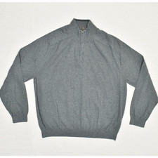 Eddie Bauer Men Pullover Sweater 1/4 Zip Solid Cotton Blend Gray Size XL Supima