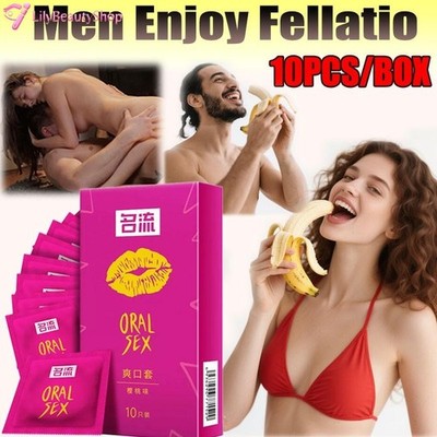 10~50PCS Oral Sex Condoms Cherry Flavor Latex Condones Sleeve Blowjob Sleeve