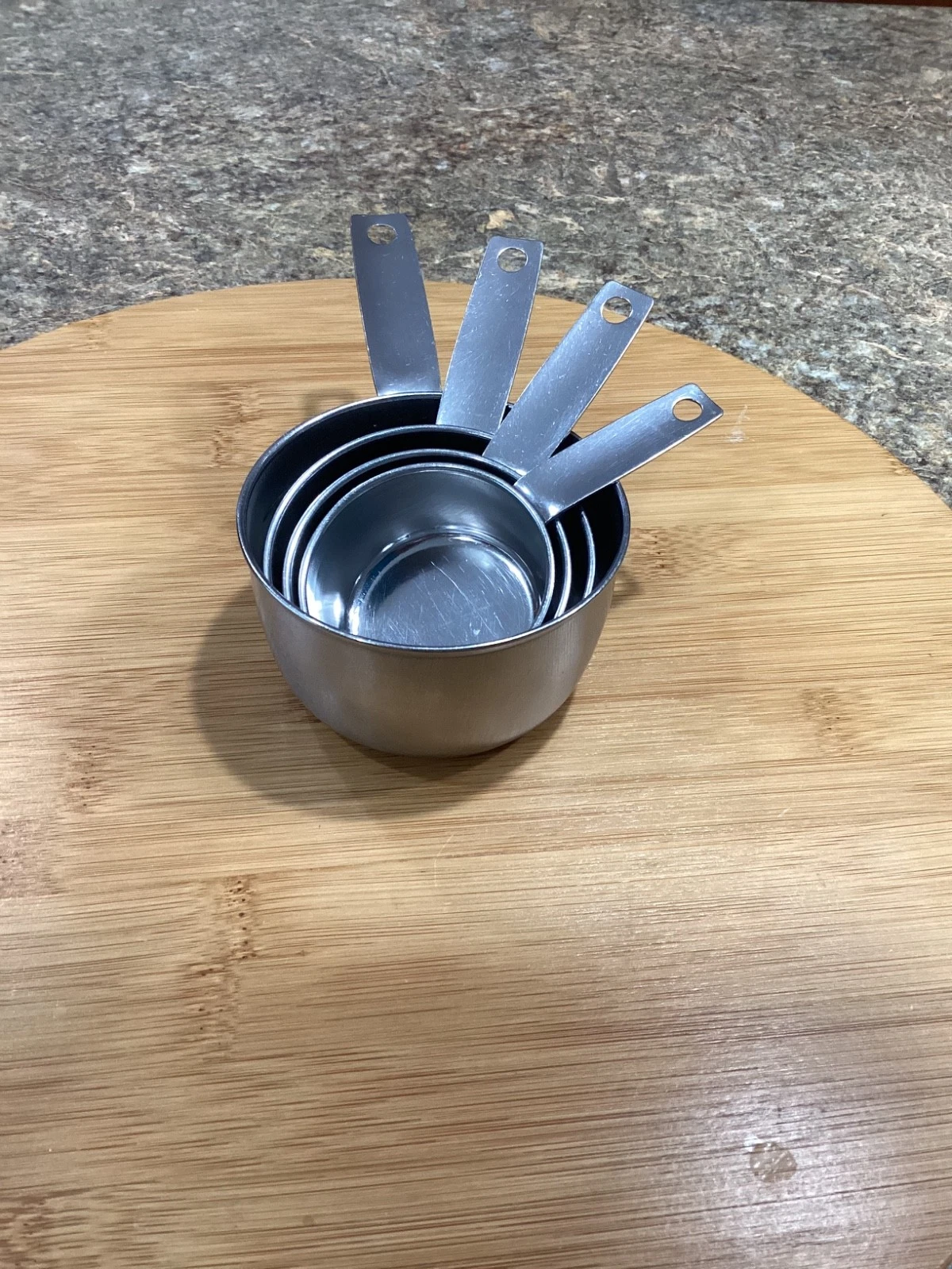 Vintage Foley Script (bottom)Stainless Steel Measuring Cups 1/4 to 1 Cup